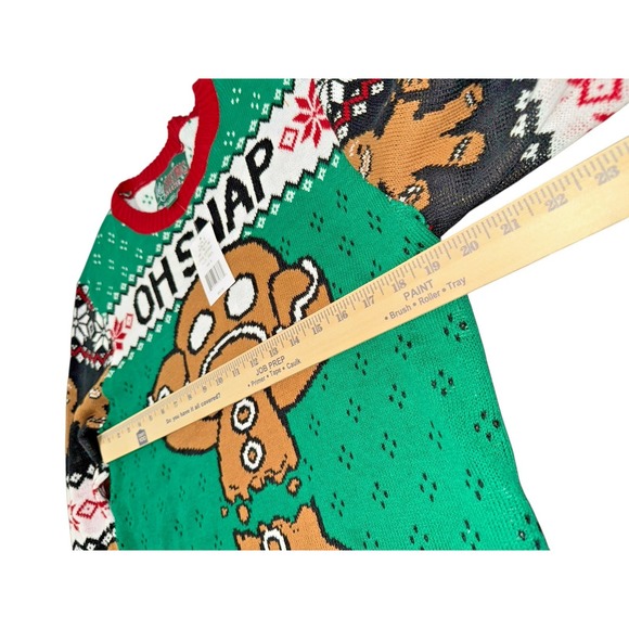 Ugly Christmas Sweater Unisex "M" NWT Gingerbread Man "Oh‎ Snap" Broke in Half - Picture 7 of 9